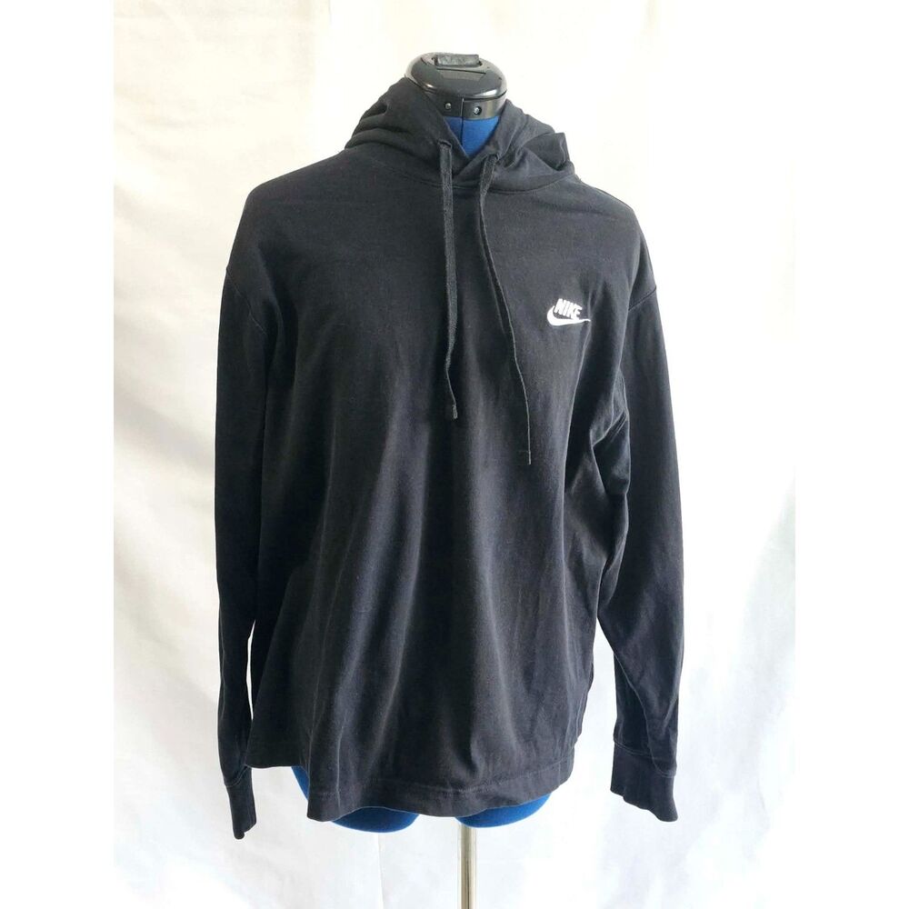 Nike Black Pullover Hoodie Men's Medium Swoosh Logo Long Sleeve